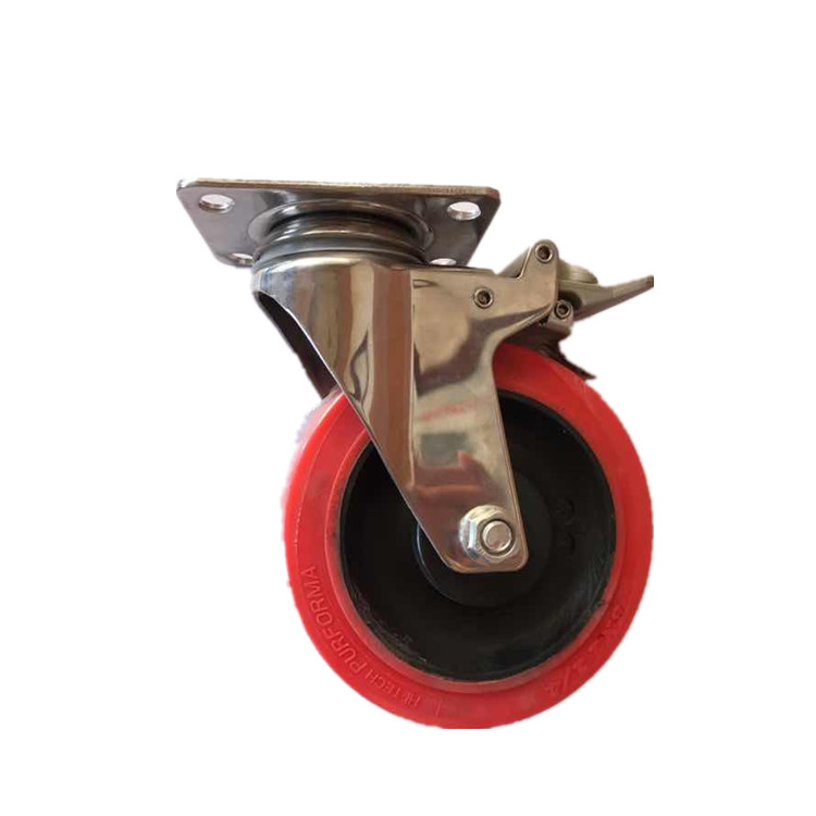 Stainless steel casters - Flat bottom brake